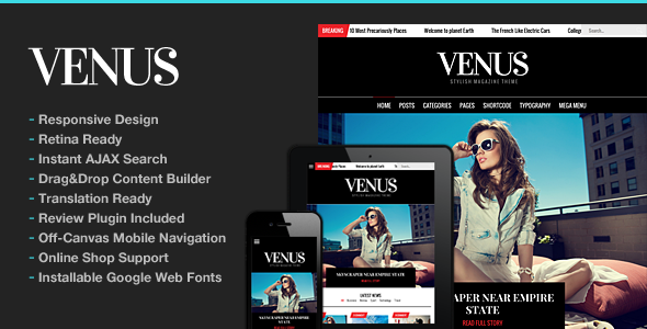 Venus | News Magazine Blog WordPress Logo