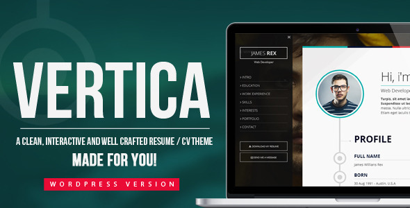 Vertica - Resume / CV & Portfolio WordPress Theme Logo