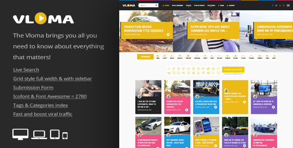 Vloma Grid - A Responsive WordPress Video Blog Theme Logo