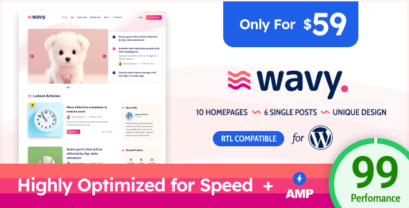 Wavy - Modern & Lightweight Blog for WordPress Logo